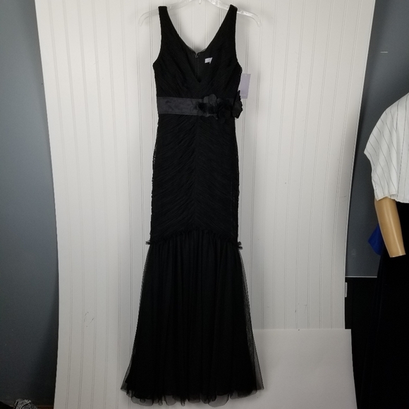 Vera Wang Black Evening Gown Size 0 Sleeveless Whimsigoth Fairy Glamorous Fitted - Picture 8 of 16